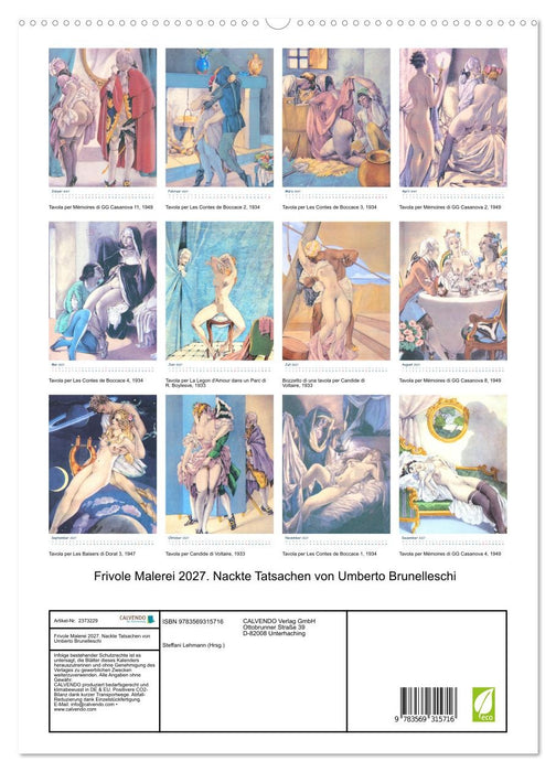 Frivole Malerei 2027. Nackte Tatsachen von Umberto Brunelleschi (CALVENDO Premium Wandkalender 2027)