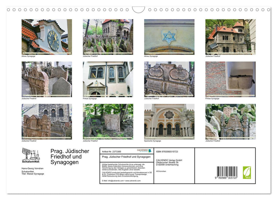 Prag. Jüdischer Friedhof und Synagogen (CALVENDO Wandkalender 2027)