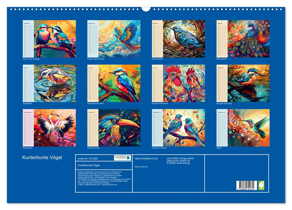 Kunterbunte Vögel (CALVENDO Wandkalender 2027)
