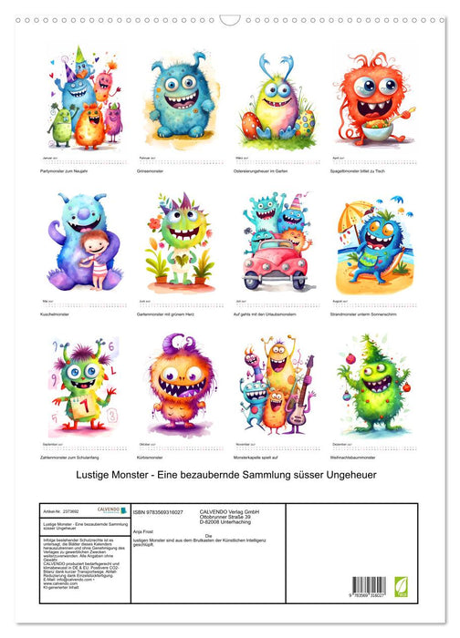 Lustige Monster - Eine bezaubernde Sammlung süsser Ungeheuer (CALVENDO Wandkalender 2027)
