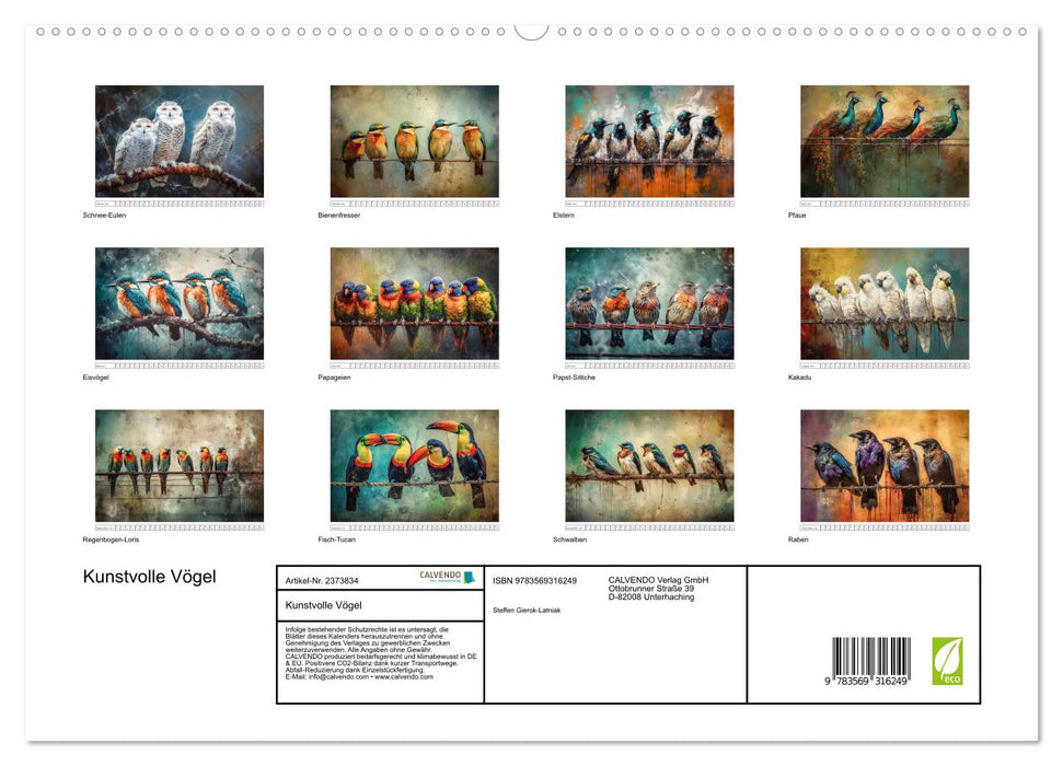 Kunstvolle Vögel (CALVENDO Premium Wandkalender 2027)