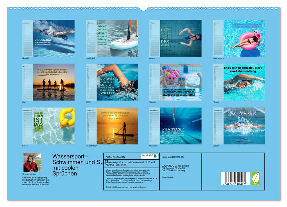 Wassersport - Schwimmen und SUP mit coolen Sprüchen (CALVENDO Premium Wandkalender 2027)