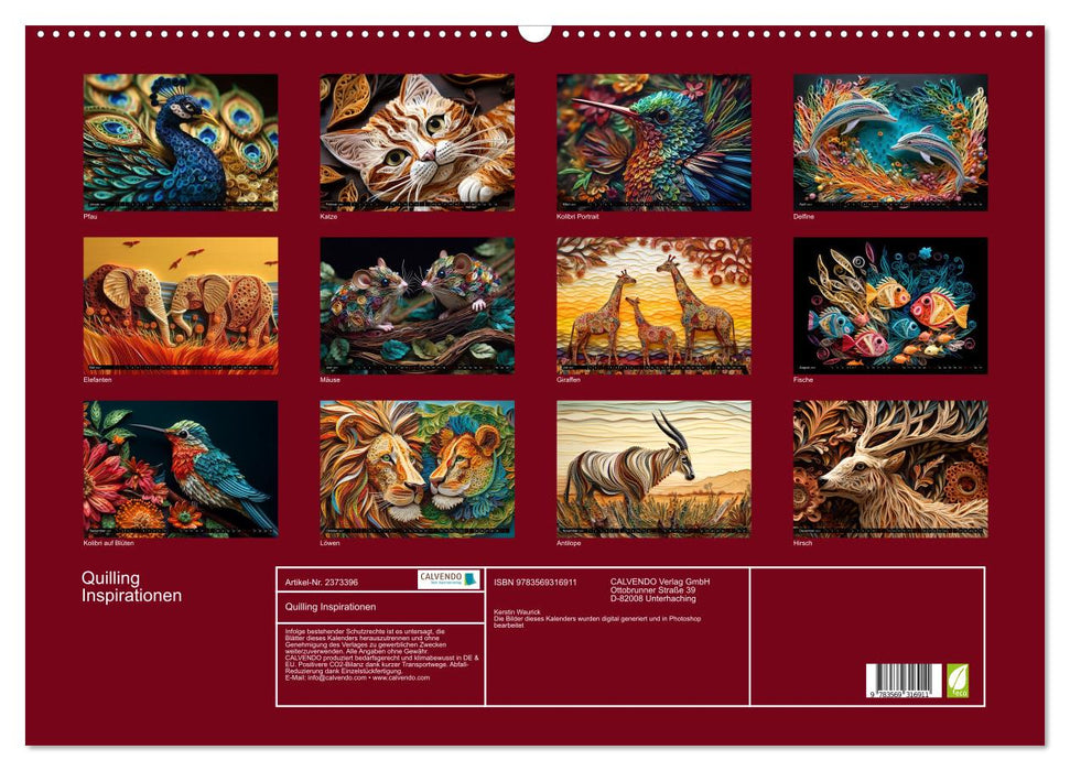 Quilling Inspirationen (CALVENDO Wandkalender 2027)