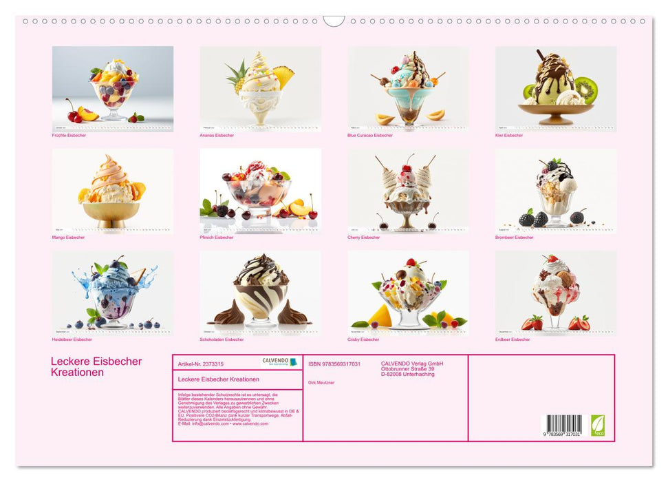 Leckere Eisbecher Kreationen (CALVENDO Wandkalender 2027)