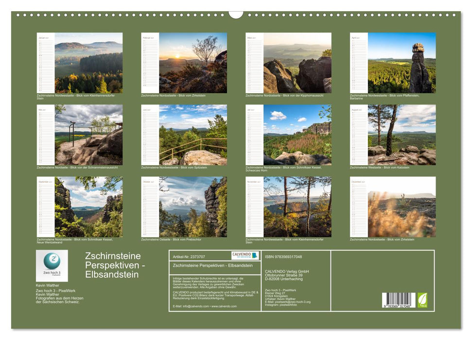 Zschirnsteine Perspektiven - Elbsandstein (CALVENDO Wandkalender 2027)