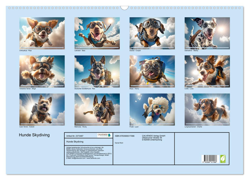 Hunde Skydiving (CALVENDO Wandkalender 2027)