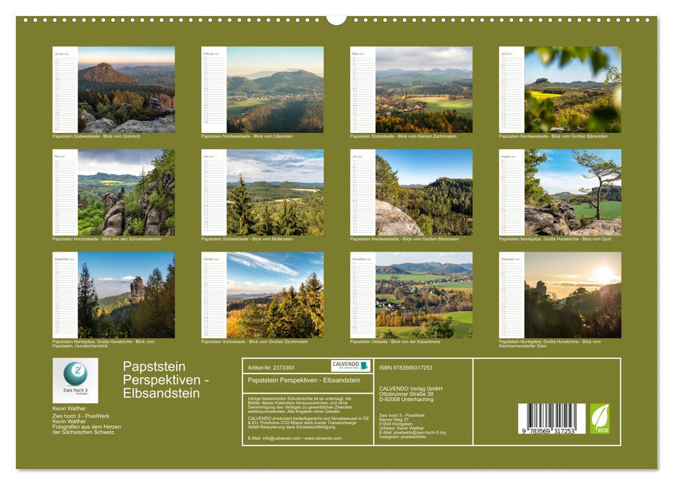 Papststein Perspektiven - Elbsandstein (CALVENDO Premium Wandkalender 2027)