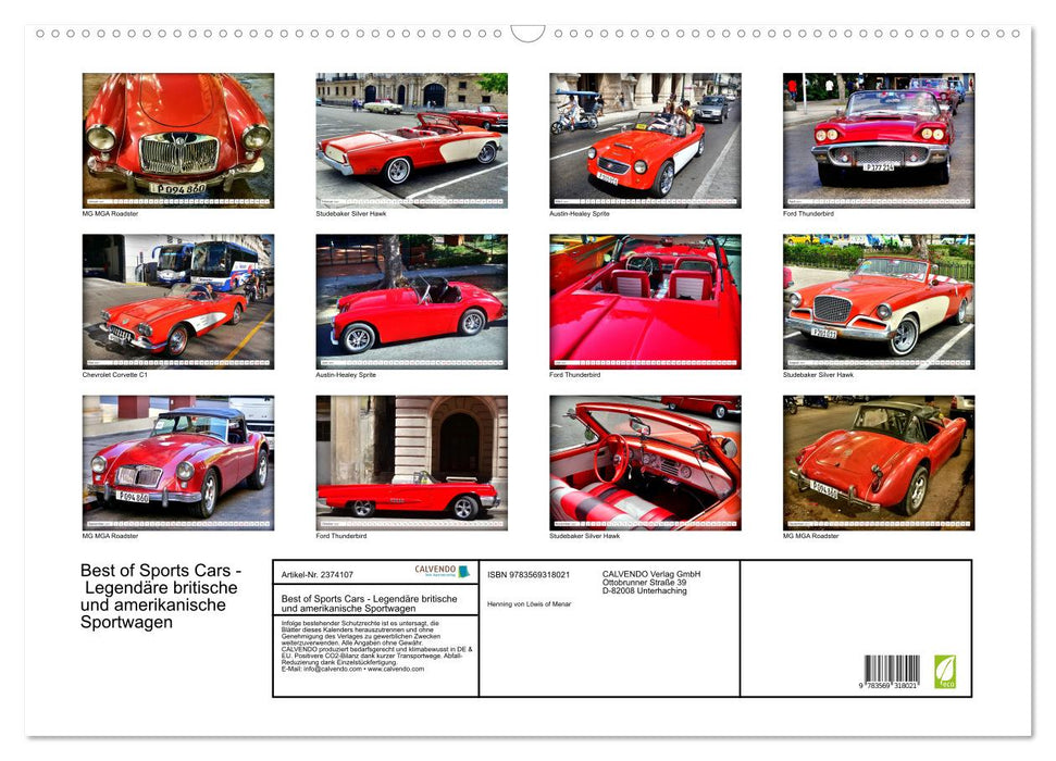 Best of Sports Cars - Legendäre britische und amerikanische Sportwagen (CALVENDO Wandkalender 2027)
