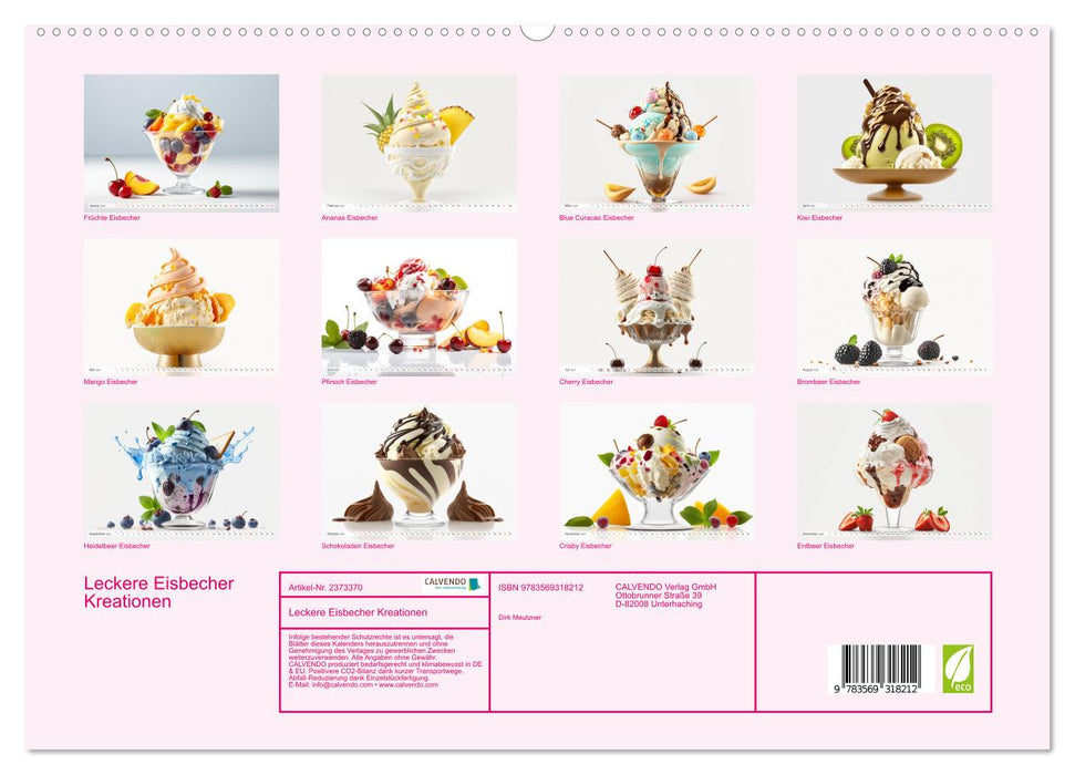 Leckere Eisbecher Kreationen (CALVENDO Premium Wandkalender 2027)