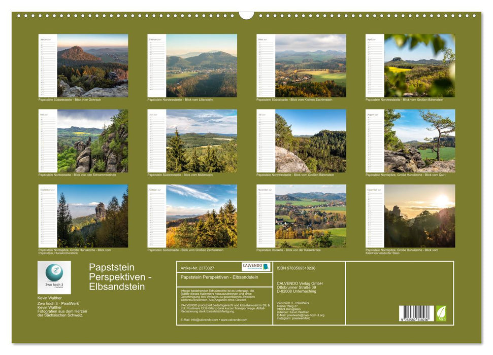 Papststein Perspektiven - Elbsandstein (CALVENDO Wandkalender 2027)