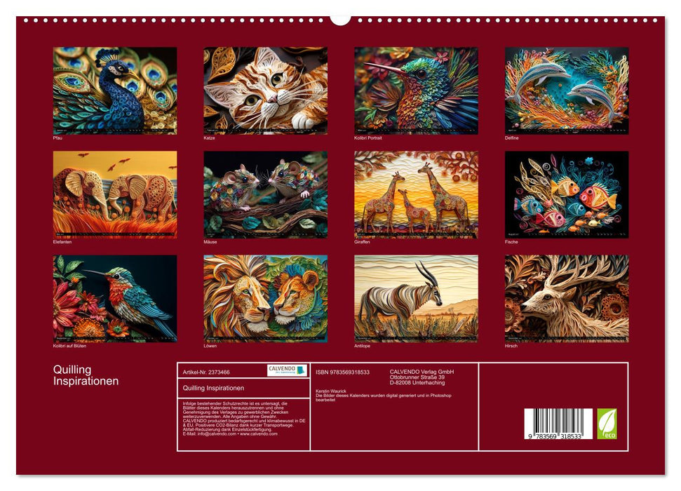 Quilling Inspirationen (CALVENDO Premium Wandkalender 2027)