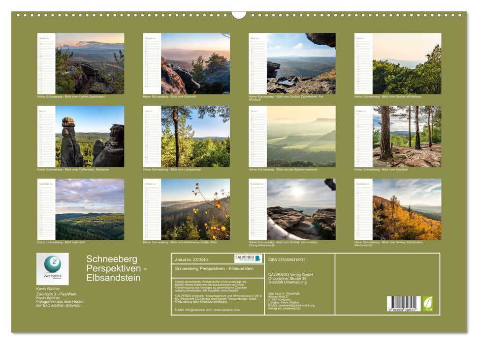 Schneeberg Perspektiven - Elbsandstein (CALVENDO Wandkalender 2027)