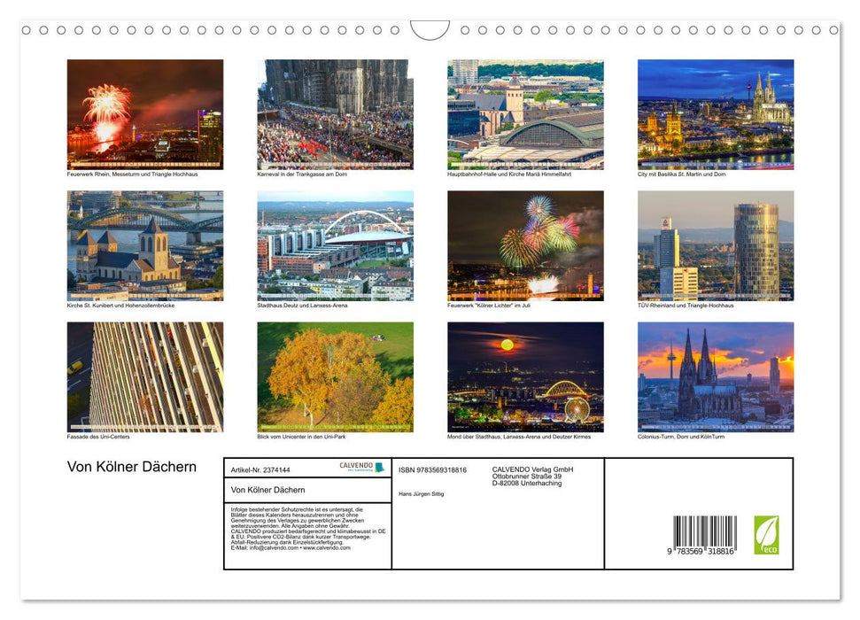 Von Kölner Dächern (CALVENDO Wandkalender 2027)