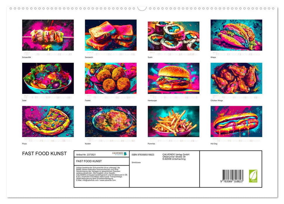 FAST FOOD KUNST (CALVENDO Premium Wandkalender 2027)