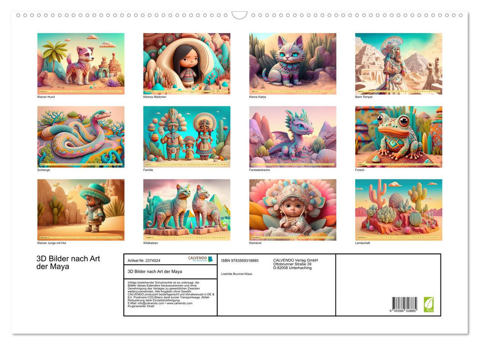 3D Bilder nach Art der Maya (CALVENDO Wandkalender 2027)