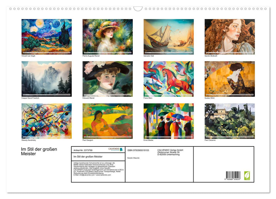 Im Stil der großen Meister (CALVENDO Wandkalender 2027)