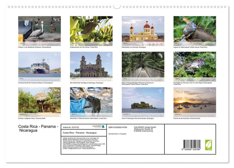 Costa Rica - Panama - Nicaragua (CALVENDO Premium Wandkalender 2027)