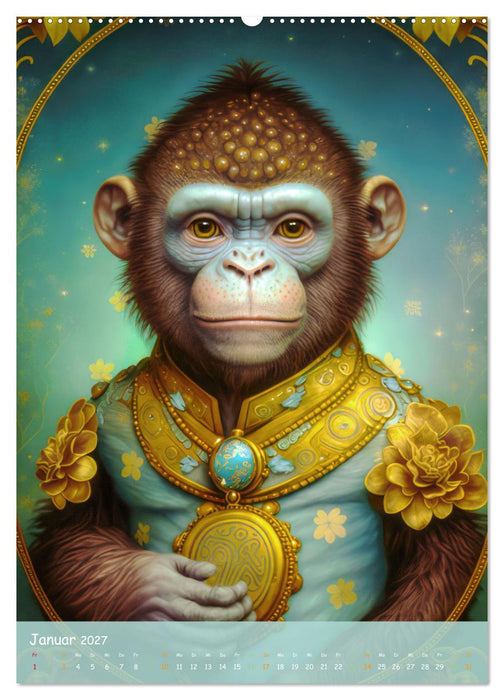 Tiere im Tarot Stil (CALVENDO Premium Wandkalender 2027)