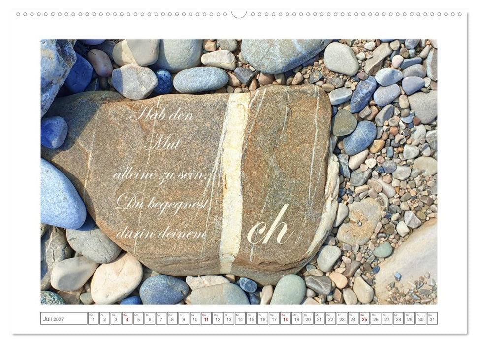 Steine der Achtsamkeit - Isarsteine mit weisen Gedanken zu einem glücklicheren Leben (CALVENDO Premium Wandkalender 2027)