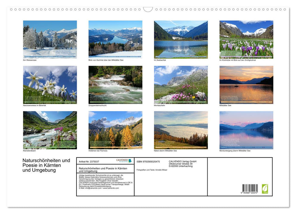 Naturschönheiten und Poesie in Kärnten und Umgebung (CALVENDO Wandkalender 2027)