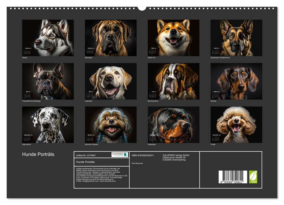 Hunde Porträts (CALVENDO Premium Wandkalender 2027)