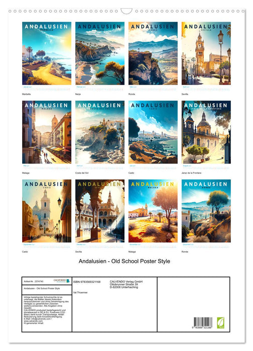 Andalusien - Old School Poster Style (CALVENDO Wandkalender 2027)