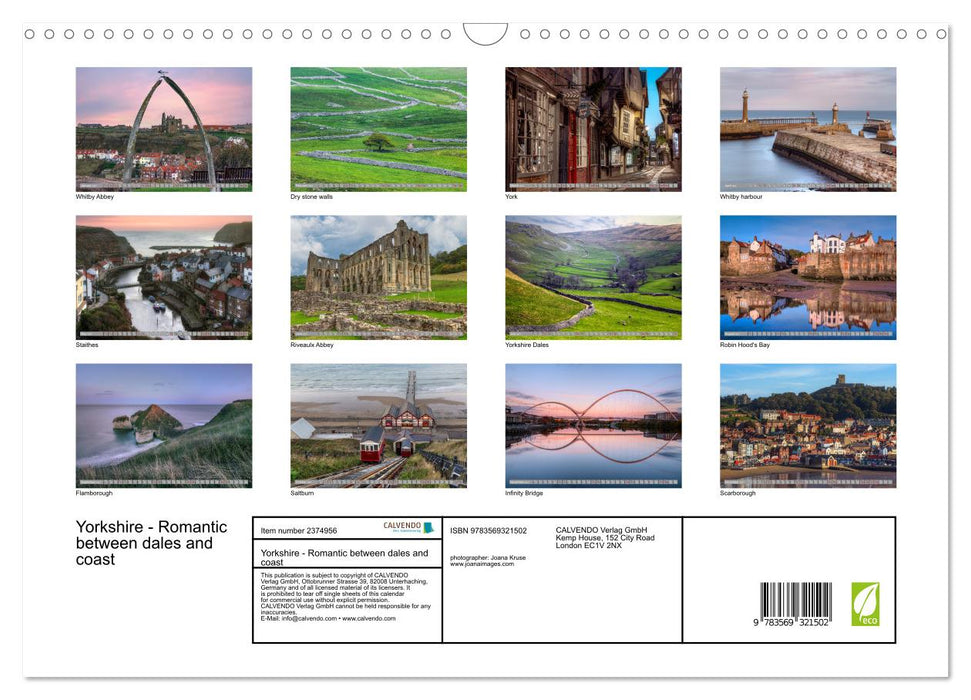 Yorkshire - Romantic between dales and coast (CALVENDO Monthly Calendar 2027)