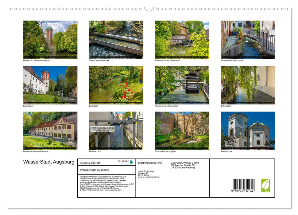 WasserStadt Augsburg (CALVENDO Premium Wandkalender 2027)