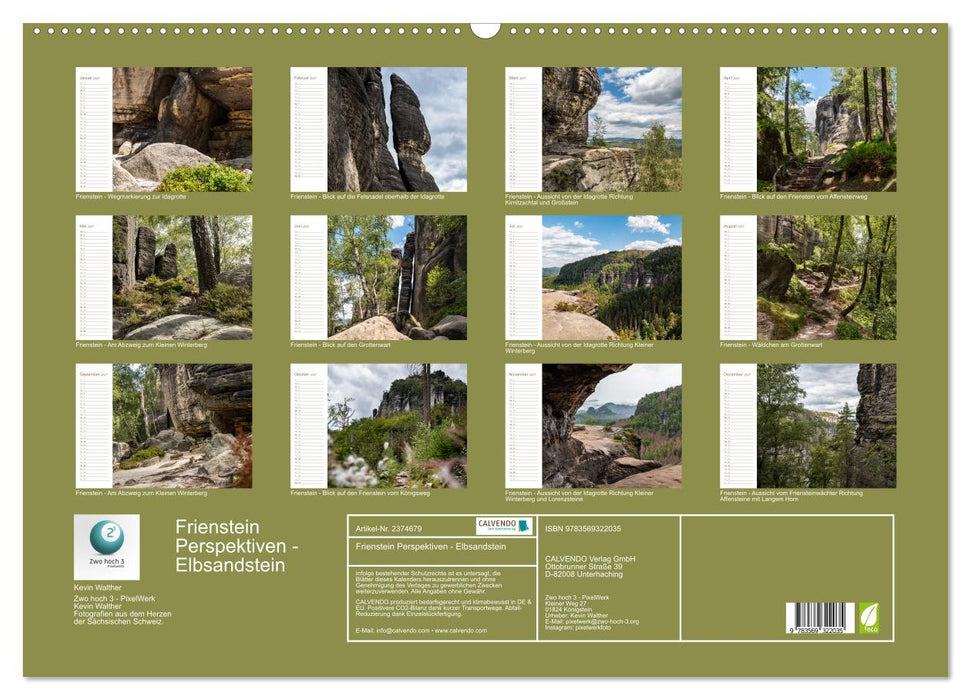 Frienstein Perspektiven - Elbsandstein (CALVENDO Wandkalender 2027)