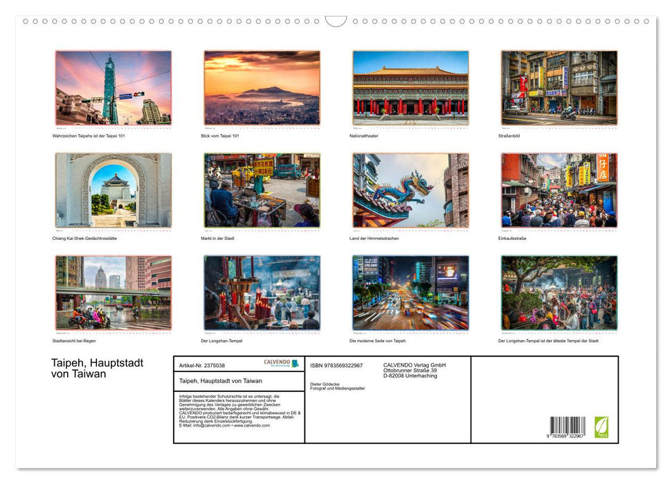 Taipeh, Hauptstadt von Taiwan (CALVENDO Wandkalender 2027)