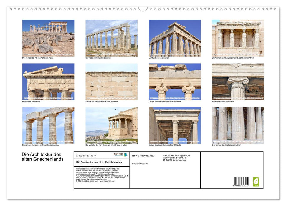 Die Architektur des alten Griechenlands (CALVENDO Wandkalender 2027)