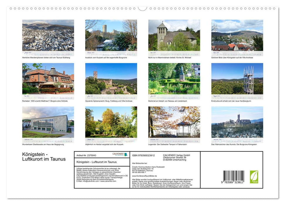 Königstein - Luftkurort im Taunus (CALVENDO Premium Wandkalender 2027)