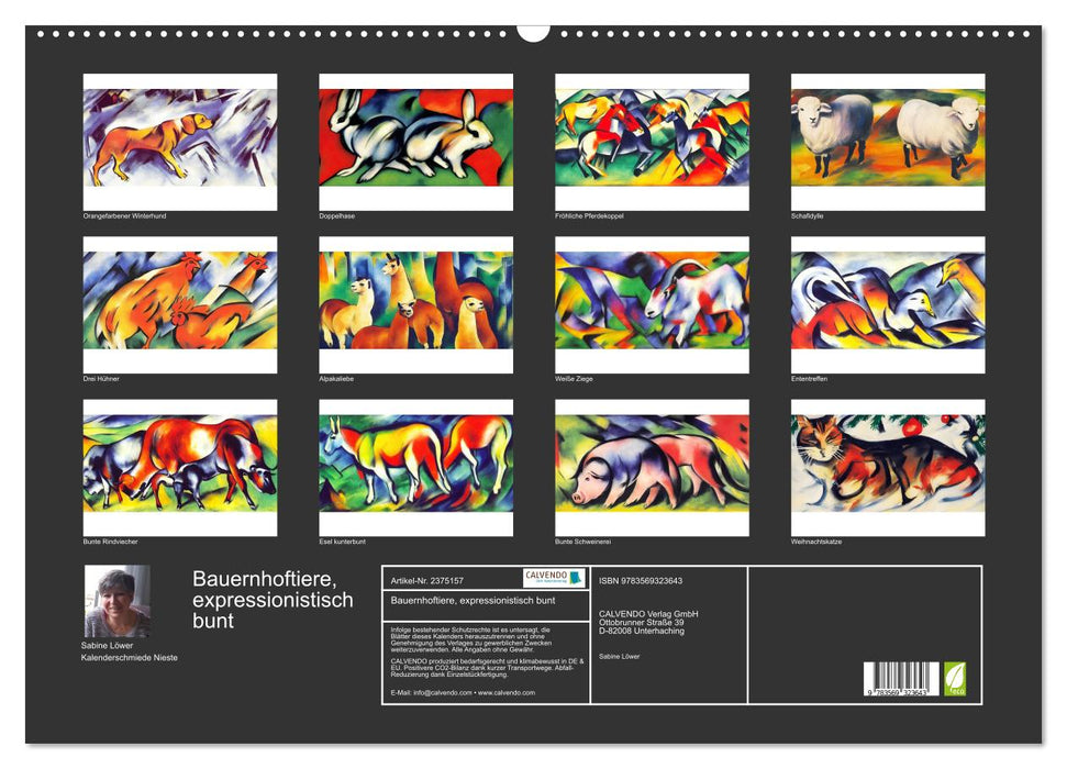 Bauernhoftiere, expressionistisch bunt (CALVENDO Wandkalender 2027)