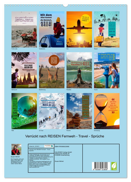 Verrückt nach REISEN Fernweh - Travel - Sprüche (CALVENDO Premium Wandkalender 2027)