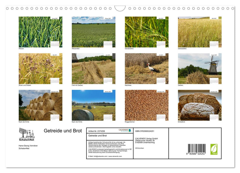 Getreide und Brot (CALVENDO Wandkalender 2027)