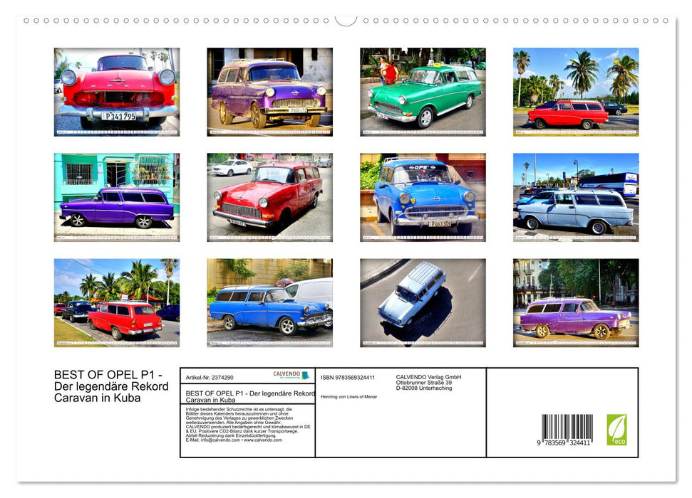BEST OF OPEL P1 - Der legendäre Rekord Caravan in Kuba (CALVENDO Premium Wandkalender 2027)
