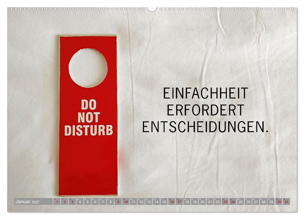 Minimalismus macht glücklich (CALVENDO Premium Wandkalender 2027)