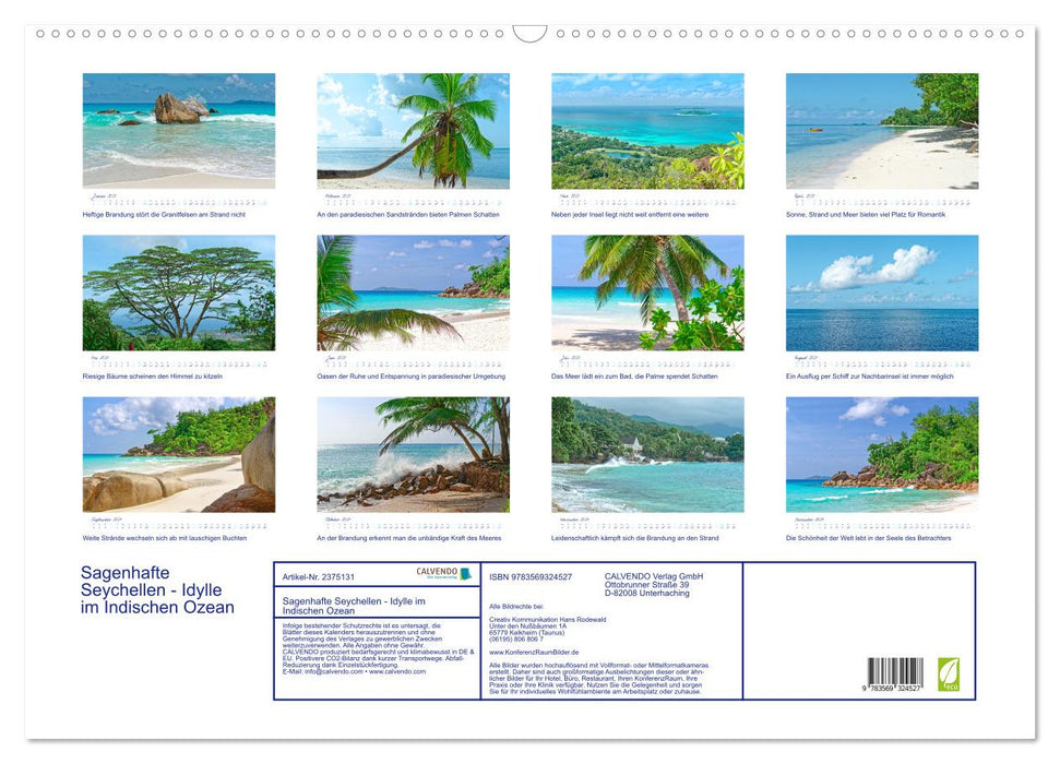 Sagenhafte Seychellen - Idylle im Indischen Ozean (CALVENDO Wandkalender 2027)
