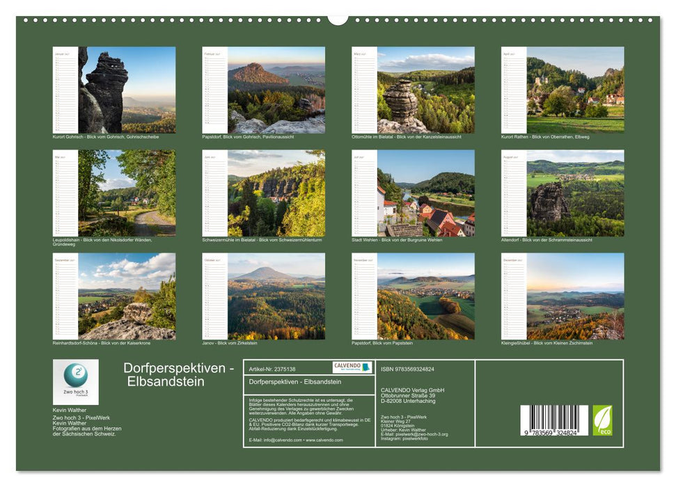 Dorfperspektiven - Elbsandstein (CALVENDO Premium Wandkalender 2027)