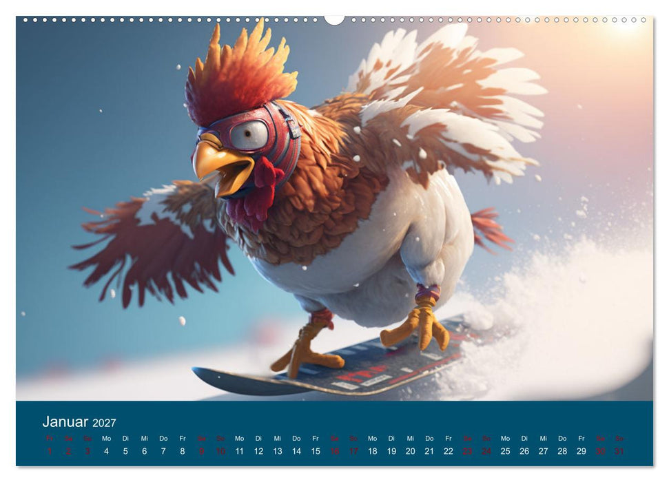 Hühner im Rampenlicht Ein Kalender voller tierischer Fotostars (CALVENDO Premium Wandkalender 2027)
