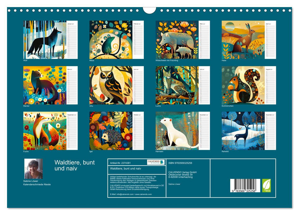 Waldtiere, bunt und naiv (CALVENDO Wandkalender 2027)