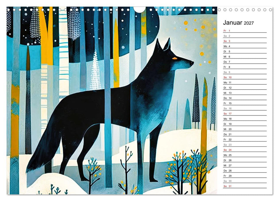 Waldtiere, bunt und naiv (CALVENDO Wandkalender 2027)