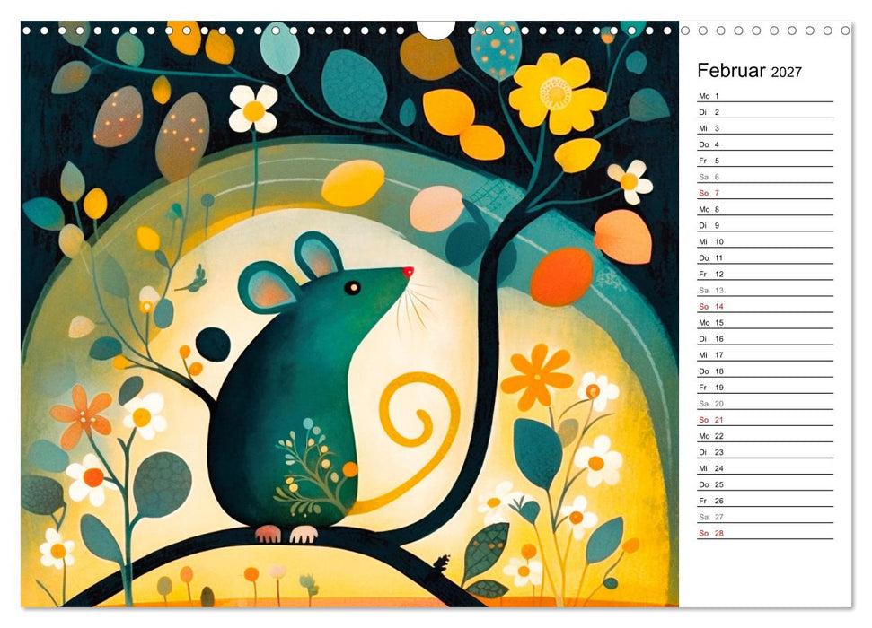 Waldtiere, bunt und naiv (CALVENDO Wandkalender 2027)