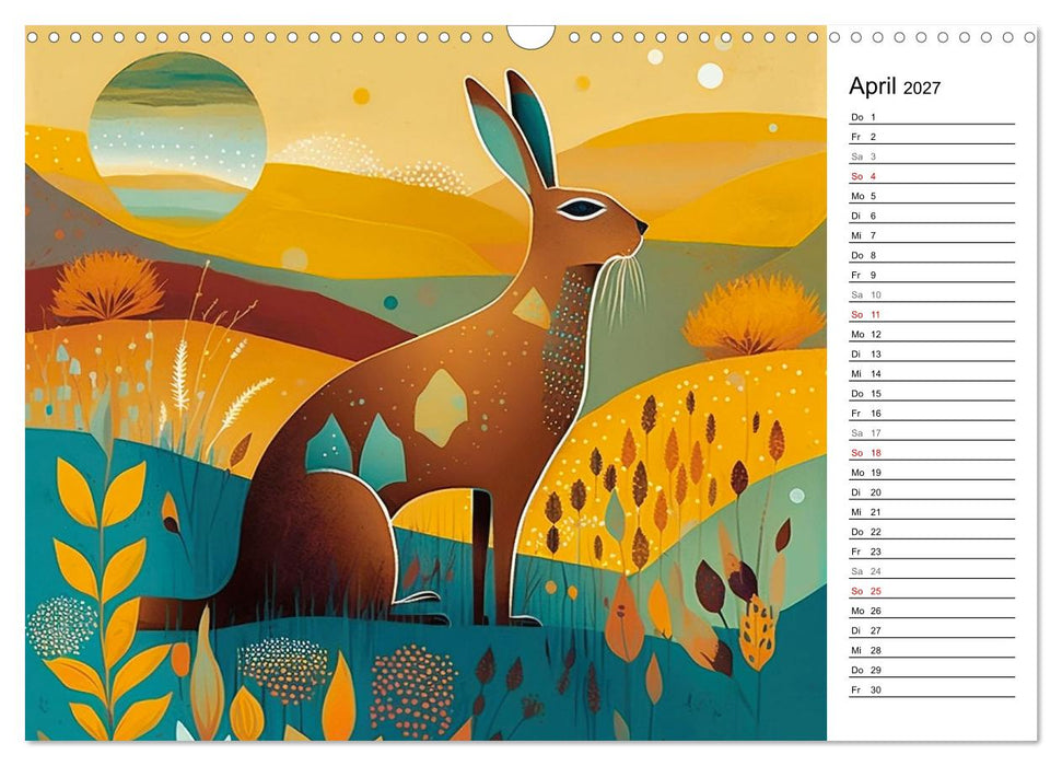 Waldtiere, bunt und naiv (CALVENDO Wandkalender 2027)