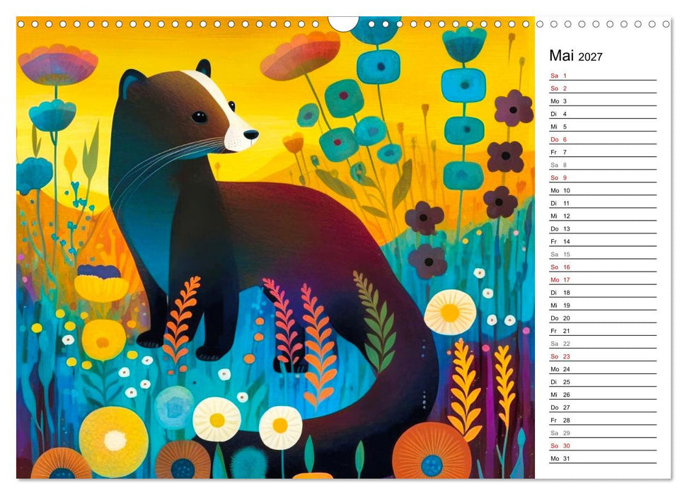 Waldtiere, bunt und naiv (CALVENDO Wandkalender 2027)