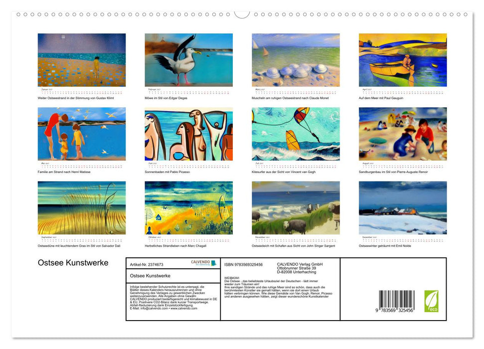 Ostsee Kunstwerke (CALVENDO Premium Wandkalender 2027)