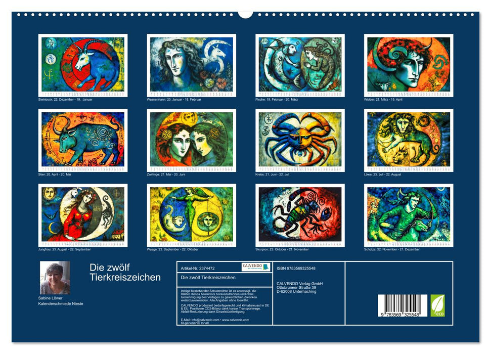 Die zwölf Tierkreiszeichen (CALVENDO Premium Wandkalender 2027)