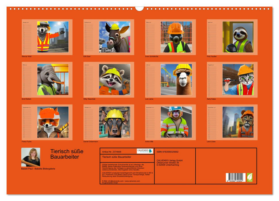 Tierisch süße Bauarbeiter (CALVENDO Wandkalender 2027)