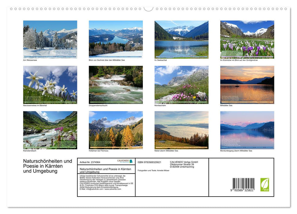 Naturschönheiten und Poesie in Kärnten und Umgebung (CALVENDO Premium Wandkalender 2027)