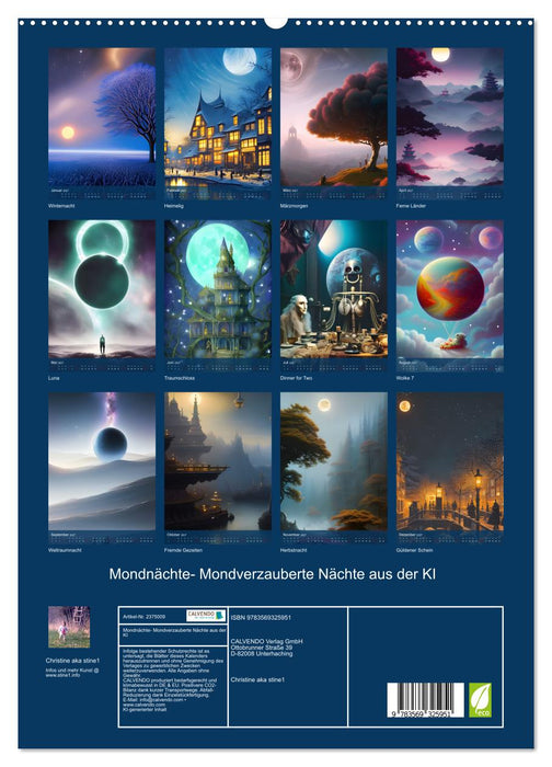 Mondnächte- Mondverzauberte Nächte aus der KI (CALVENDO Premium Wandkalender 2027)